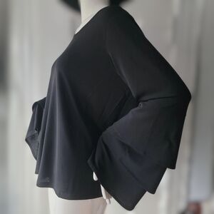 Kensie Black Flared Sleeve Blouse